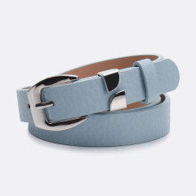 (Blue)Ceinture minimaliste en cuir avec boucle épingle en alliage pour tenue de bureau femme pour