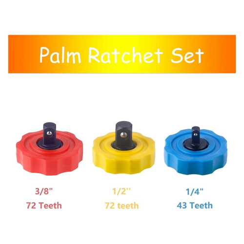 Novo Conjunto de Catracas de Polegar de 1/4 Polegadas, 3/8 Polegadas e 1/2 Polegadas, Catraca de Dedo de 72 Dentes, Chave de Catraca de Palma (3 2