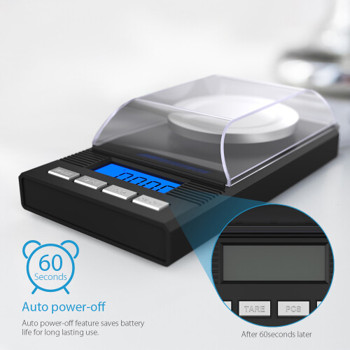 Mini Grammwaage 0,001g mit Windschutz 2