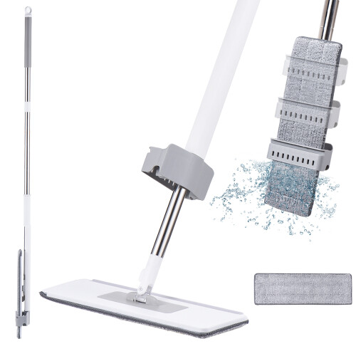Selbstauswringender Flachwischer mit 2 Wischpads