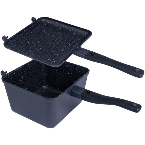 RIDGE MONKEY DEEP PAN & GRIDDLE CONNECT XL GRANITE ED. OUTDOOR FISH CAMP COOK