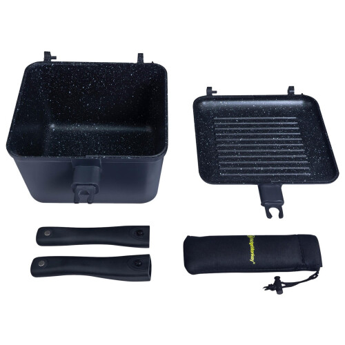 RIDGE MONKEY DEEP PAN & GRIDDLE CONNECT XL GRANITE ED. OUTDOOR FISH CAMP COOK 2