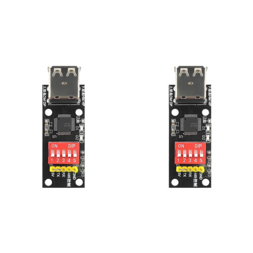 2X Módulo Conversor CH9350 HID para Serial para Teclado, Mouse e Leitor de Código de Barras, com Porta com Virtual USB para TTL RS232 UART. 1