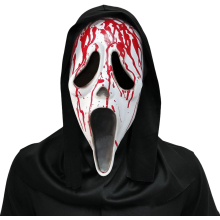 Schreckliche Scream Maske Halloween Kapuze Latex Kostüm Schwarz — horror maske, fasching kostümzubehör