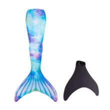 (Sky Blue,Child M)Costume da bagno ragazza adulta coda di sirena con pinne piedi per prestazioni giochi d'acqua e