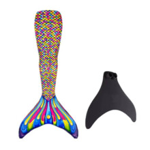 (Colorful,Adult S)Costume da bagno ragazza adulta coda di sirena con pinne piedi per prestazioni giochi d'acqua e