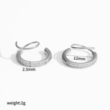 (Silver)Classic Stainless Steel Round Earrings For Women With Sparkling Work Weekend