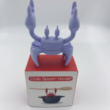 (Purple)Silicone Crab Heatresistant Utensil Holder With Nonslip Support For Cooking Stove And