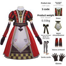 (Red,2XL)Alice Madness Returns Cosplay Set Suitable For Halloween Anime Costumes Gaming