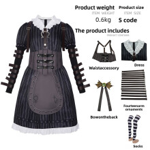(Black,3XL)Alice Madness Returns Cosplay Set Suitable For Halloween Anime Costumes Gaming