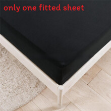 (Black,220x200cm)Lençol ajustado simples com cor sólida e material de fibra ultrafina diariamente para