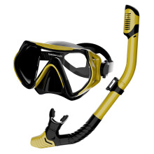 (Yellow)Silicone Seal Snorkel Mask With Dry Breathing For Water Adventure Activities