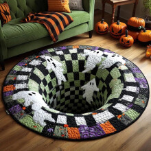 (Style A,40cm)Halloween Ghost Decoration Floor Mat With Printed Cartoon Pattern For Holiday And Party Settings