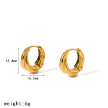 (Gold)Sophisticated Geometric Hoop Earrings With Gold Effect Stainless Steel Material