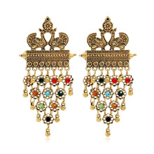 (Style A)Boho Chic Alloy Earrings With Tassel Oil Drop Elements For Women Fashionistas