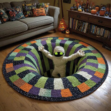 (Style B,60cm)Halloween Ghost Decoration Floor Mat With Printed Cartoon Pattern For Holiday And Party Settings