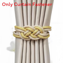 (Champagne Gold) Curtain Mini Magnetic Tiebacks Elegant Hand Weave Rope Knot Decorative Curtain Holdbacks