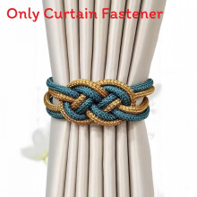 (Gold Green) Curtain Mini Magnetic Tiebacks Elegant Hand Weave Rope Knot Decorative Curtain Holdbacks