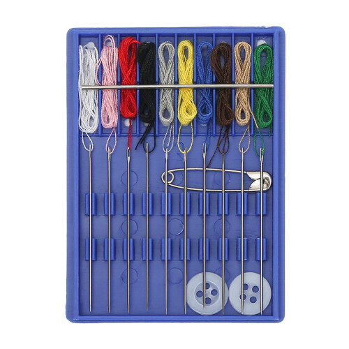 (White)Boxes Quick Fix Sewing Kit Small Travel Threaded Needle Kit With Button Pin 1