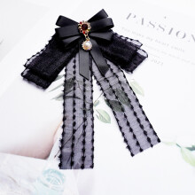 (Style 5) Satin Bow Black Tie With Rhinestone And Lace Decorations Wear Formal For