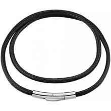 (B.Hebelverschluss,3mm,Schwarz, 46.0 Zentimeter) FindChic 2/3mm Braided Leather Necklace Stainless Steel Clasp Rubber Choker Black/Brown 41-76cm