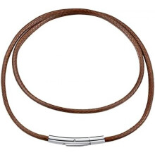 (B.Hebelverschluss,2mm,Braun, 46.0 Zentimeter) FindChic 2/3mm Braided Leather Necklace Stainless Steel Clasp Rubber Choker Black/Brown 41-76cm