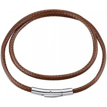 (B.Hebelverschluss,3mm,Braun, 46.0 Zentimeter) FindChic 2/3mm Braided Leather Necklace Stainless Steel Clasp Rubber Choker Black/Brown 41-76cm