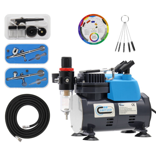 Switzer Switzer Airbrush Compressor Kit 1/5HP, Grey
