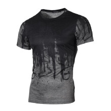 (Gray, XL) Mens T Shirt Slim Fit Casual Tshirt Tops Sport Bodybuilding Tee Summer Muscle