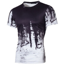 (White, L) Mens T Shirt Slim Fit Casual Tshirt Tops Sport Bodybuilding Tee Summer Muscle