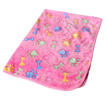 (Pink, 104*76CM) Pet 1pc Cute Small Large Warm Paw Print Dog Puppy Fleece Soft Beds Blanket Mat