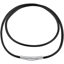 (B.Hebelverschluss,2mm,Schwarz, 46.0 Zentimeter) FindChic 2/3mm Braided Leather Necklace Stainless Steel Clasp Rubber Choker Black/Brown 41-76cm
