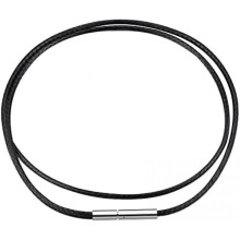 (A.Steckverschluss,2mm,Schwarz, 76.0 Zentimeter) FindChic 2/3mm Braided Leather Necklace Stainless Steel Clasp Rubber Choker Black/Brown 41-76cm