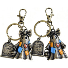Vintage Patchwork Ghost Keychain, Spooky Boo Themed Halloween Bag Purse Decor Charms