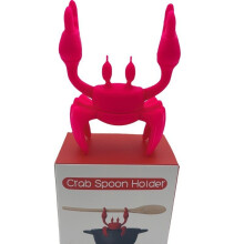(Pink)Silicone Crab Heatresistant Utensil Holder With Nonslip Support For Cooking Stove And