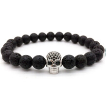 (Style G)Zircon Skull Lava Rock Wristband With Geometric Elements Trendy Men Gift Women