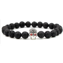 (Style C)Zircon Skull Lava Rock Wristband With Geometric Elements Trendy Men Women Gift