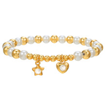 (Gold D)Spring Copper Pearl Hand Jewelry With Fruit Motif Heart Cross Pendant Travelers