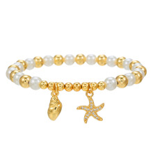 (Gold E)Spring Copper Pearl Hand Jewelry With Fruit Motif Heart Cross Pendant Travelers