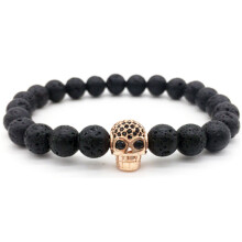 (Style H)Zircon Skull Lava Rock Wristband With Geometric Elements Trendy Men Gift Women