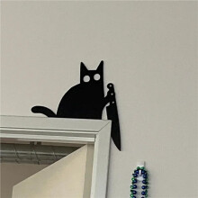 2X Metal Cute Cat Door Frame Cat Door Frame Corner Decoration Home Furnishing Door Decoration Sign C