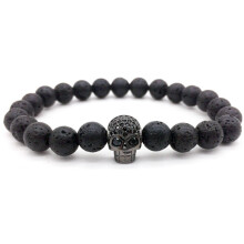 (Style E)Zircon Skull Lava Rock Wristband With Geometric Elements Trendy Men Gift Women