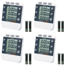 4X Digital Dual Kitchen Timer, 3 Channels Count /Down Timer, Triple Cooking Timer, Large Display, Loud Volume Alarm
