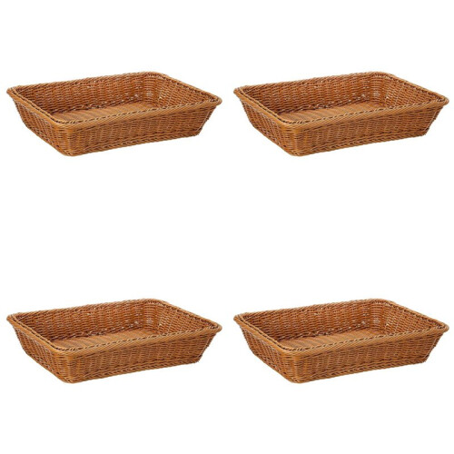 4X Cesta de Armazenamento de Vime de 16 Polegadas, Cesta de Pães Loja de Supermercado Cesta de Exposição de Comida em Tecido Cesta de Servir de