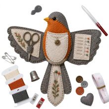 (C) Bird‑Shaped Felt Sewing Storage Bag Kit, Portable Craft Embroidery Tools Organizer Pouch