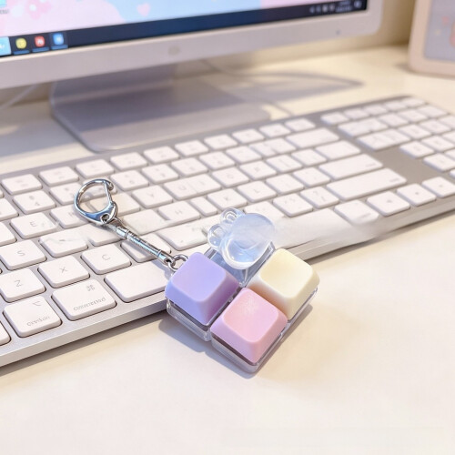 (Tianzi Pattern)Keyzonic 4 Lightup Keycap Keychain For Collection Stress Release Keyboard Users