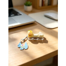 (Yellow Cake)Keyzonic Dessert Button Keychain With Interactive Design For Home Office Relief Stress