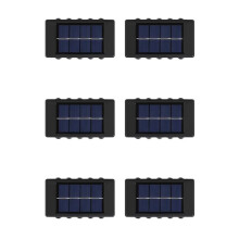 6X Solar Outdoor Wall Light Waterproof Garden Decor Lights Down Light Wall Waterproof External Wall Washer Solar Lamp