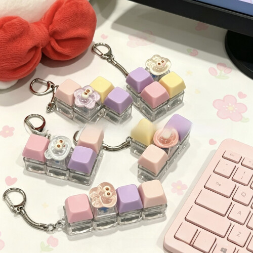 (T Shape)Keyzonic 4 Lightup Keycap Keychain For Collection Stress Release Keyboard Users 2