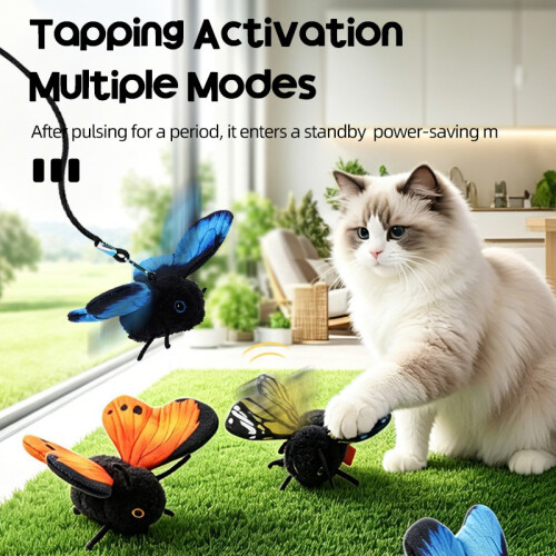 (Blue) Automatic Cat Teaser Toy, Hanging Elastic String Interactive Simulation Cat Toy Pet Play Supplies 1